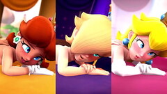 Peach, Daisy, and Rosalina'_s pussies pounded Thumb