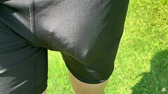 Walking on trail with boner bulge Thumb