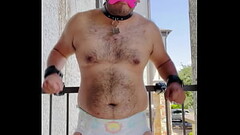 Diaper boy bound and exposed outside Thumb