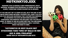 Hotkinkyjo in sexy black net stockings take tons of balls in her ass &amp_ anal prolapse Thumb