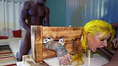 Cute Cow Bred by three Ripped Black men, Hard fucking, Spit Roasting, Deep Throating, Breeding and T Thumb