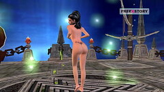 An animated 3D porn video of a beautiful girl giving several sexy poses then masturbating using corn Thumb